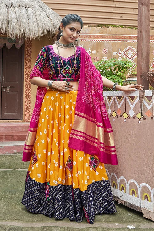 Shubhkala Yellow Color Cotton Printed Chaniya Choli for Navratri Special