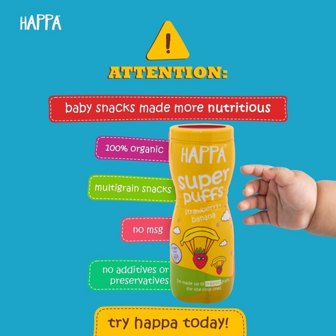 Happa Carrot Beetroot and Strawberry Banana Baby Puffs