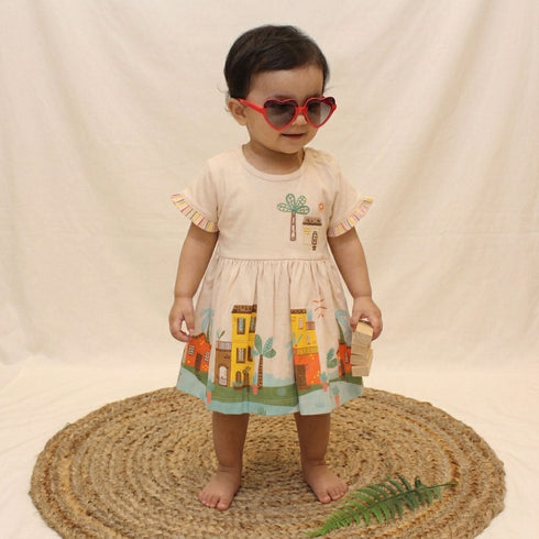 Bachpan kids wear New Born Frock - Cream