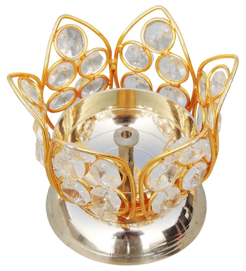 Brass Oil Lamp Deepak With Crystal 0.19kg