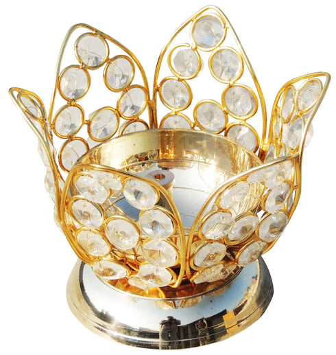 Brass Oil Lamp Deepak With Crystal 0.315kg