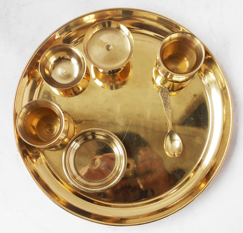 Brass Jain Swaraj Puja Thali Set 0.32Kg