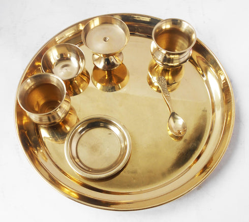 Brass Jain Swaraj Puja Thali Set 0.32Kg