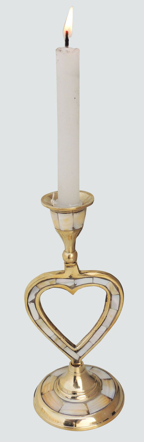 Brass Table Heart Candle Stand 0.26Kg