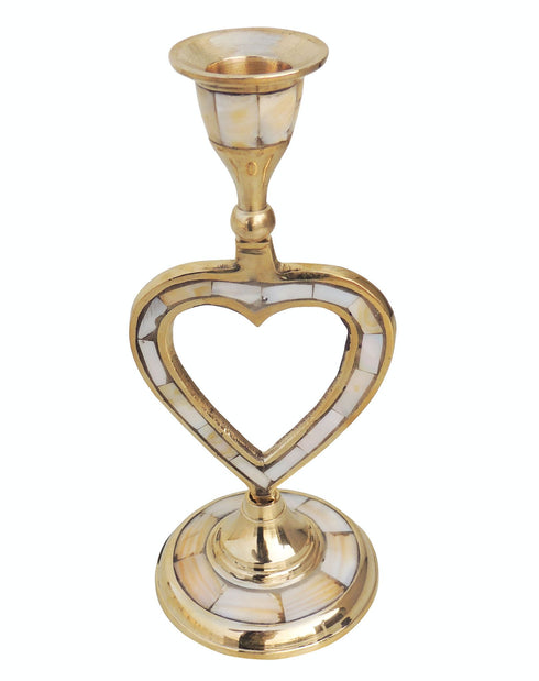 Brass Table Heart Candle Stand 0.26Kg