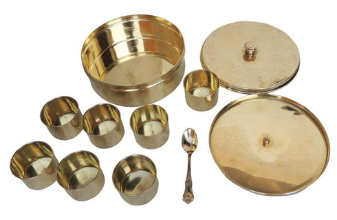Brass Masala Box Set With Spoon 1.6Kg