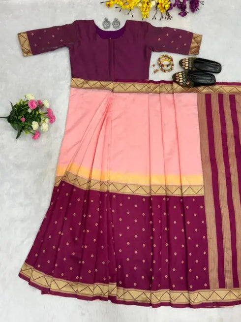 Ethnic Suits Zip and go Saree for Wedding Pink Color