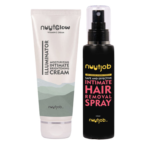 Nuutjob Hair Removal Spray Ayurvedic Formulation + Intimate Brightening cream 200 ml combo pack