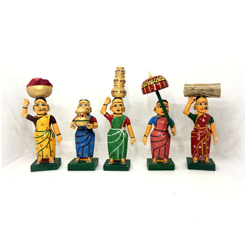 Village Ladies Set of 5 Kondapalli Bommalu