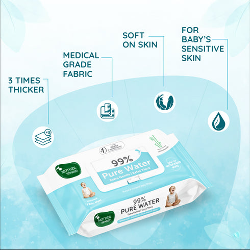 Mother Sparsh Unscented 99% Pure Water (Unscented) Baby Wipes