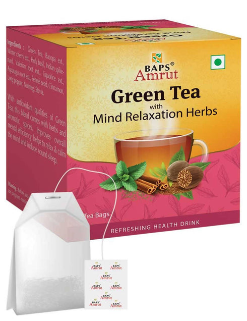 Baps Amrut Green Tea With Mind Relaxation Herbs 20 Tea Bags