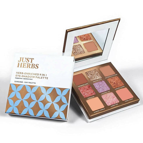 Just Herbs Eyeshadow Palette 9 in 1 Long Lasting Blendable Eye Makeup Palette | Sunshine | Day Palette