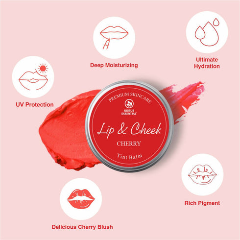 Korus Essential Cherry Lip And Cheek Tint Balm