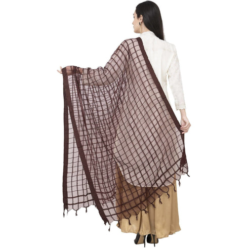 A R Silk Cotton Square Regular Dupatta Coffee Color Dupatta