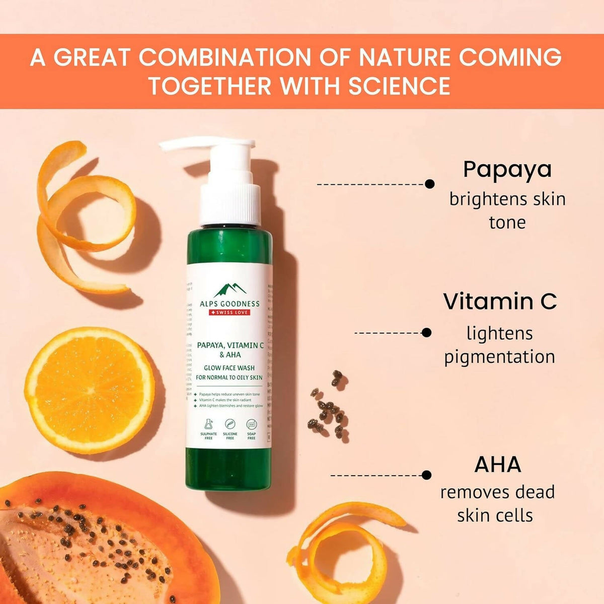 Alps Goodness Papaya Vitamin C and AHA Glow Face Wash PUSHMYCART