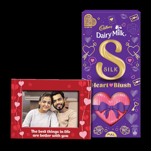 Cadbury Silk Valentines Heart Blush Chocolate Bar with Personalised Photoframe
