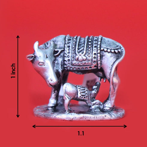 Pure Silver Cow And Calf Oxidized Antique Idol 29.33 Grams