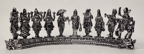 Pure Silver Oxidized Dashavatar Antique 130g