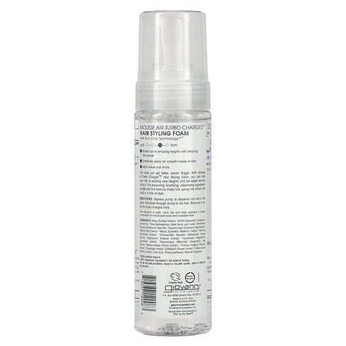 Giovanni Organic Natural Mousse AirTurbo Charged Hair Styling Spray Foam 210ml