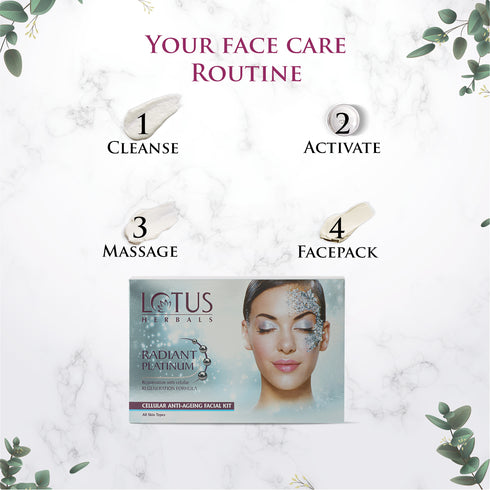 Lotus Radiant Platinum Cellular Anti Ageing Salon Grade Single Facial Kit