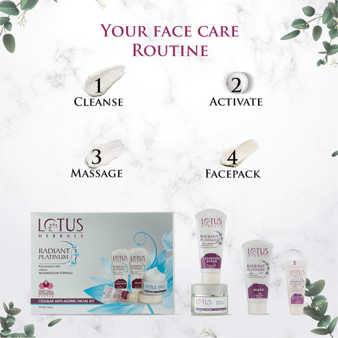 Lotus Radiant Platinum Cellular Anti Ageing Salon Grade Facial Kit