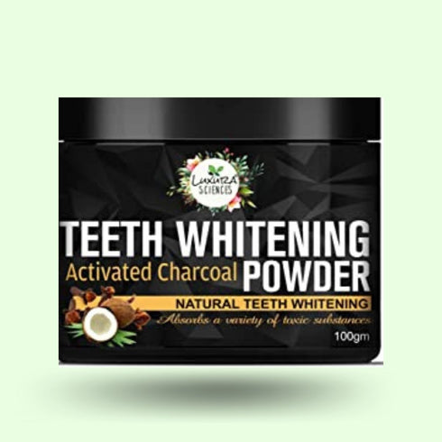Luxura Sciences Carbon White Activated Charcoal Powder Teeth Whitening Powder with Clove Mint Extracts