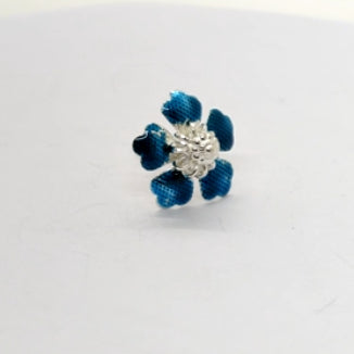 Pure Silver Blue Color Flowers Pack of 5 Pcs Total 11g