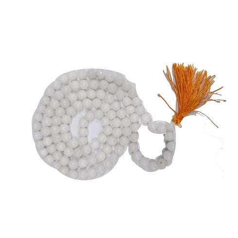 Hakik Mala White Color 108 + 1 Beads