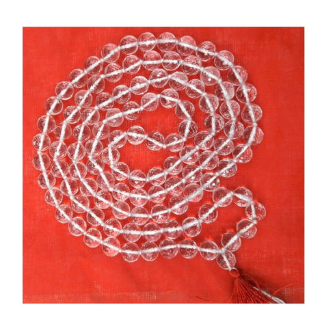 Natural Sphatik Mala Big Size 8.00 8.15 Mm Diamond Cut