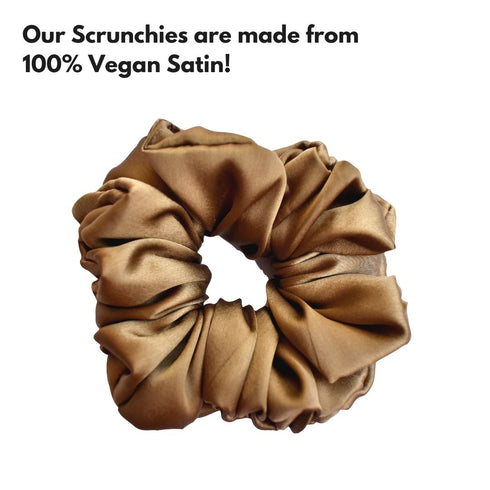 Spekta Set Of 3 Vegan Satin Scrunchies Black Leopard & Brown