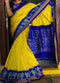Yellow With Blue Color Ikkat Saree