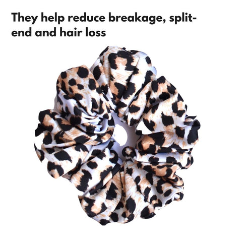 Spekta Set Of 3 Vegan Satin Scrunchies Black Leopard & Brown