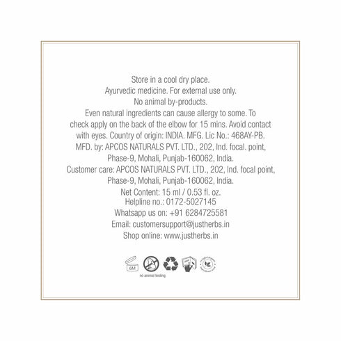 Just Herbs Kimsukadi Tail - Glow Boosting Facial Oil 30ml