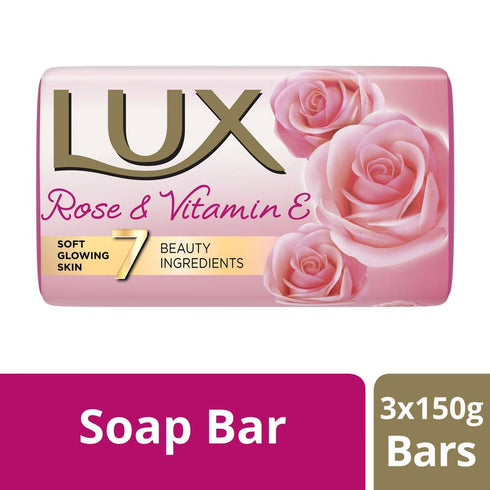 Lux Soft Glowing Skin Rose And Vitamin E Soap Bar Pack Of 3 450g