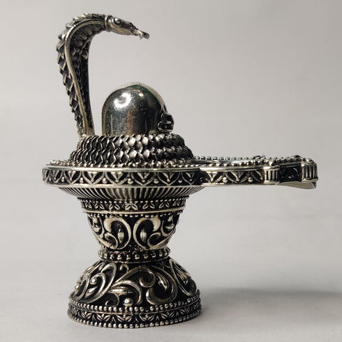 Pure Silver Shivling with Sheshnag Antique 167g