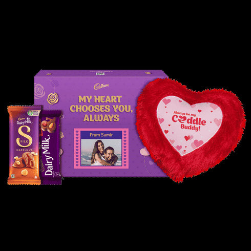 Cadbury Personalised Valentine's Chocolate Gift Box with Heart Cushion