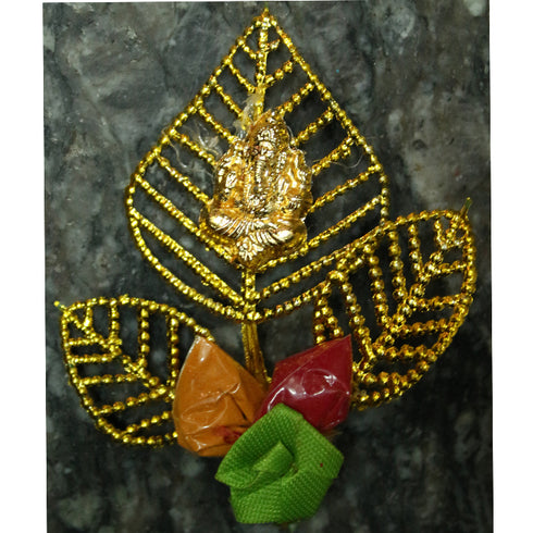 Gold Coated Ganesh Leaf Haldi Kumkum Pack Of 50