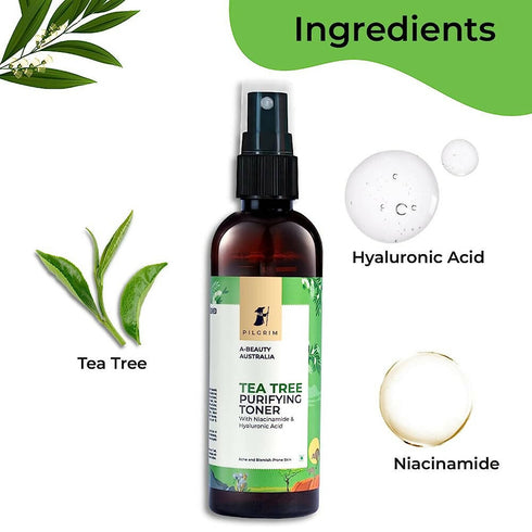 Pilgrim Tea Tree & 2% Niacinamide Purifying Toner for Oily Skin