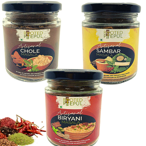 Rooted Peepul Artisanal Biryani Masala | Chola Masala | Sambar Masala Combo