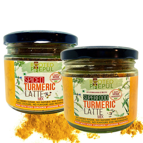 Rooted Peepul Spiced & Superfood Turmeric Latte Mix Combo