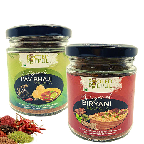 Rooted Peepul Artisanal Biryani Masala & Artisanal Pav Bhaji Masala Combo 75g