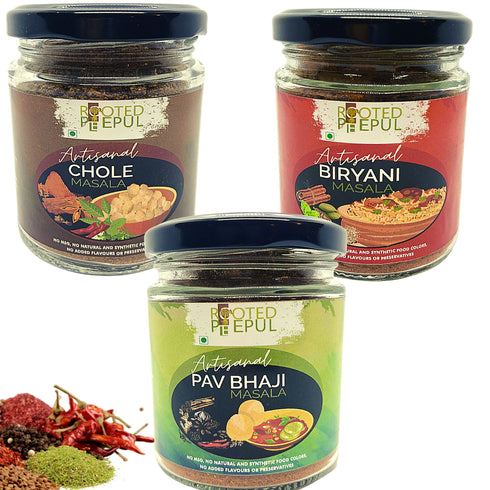 Rooted Peepul Artisanal Biryani Masala | Pav Bhaji Masala | Chola Masala Combo