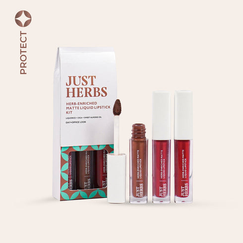 Just Herbs Herb Enriched Matte Liquid Lipstick Kit- Full-Size- Set of 3 6ml each