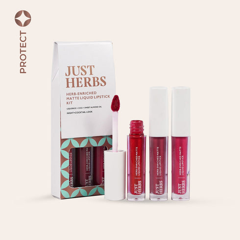 Just Herbs Herb Enriched Matte Liquid Lipstick Kit- Full-Size- Set of 3 6ml each