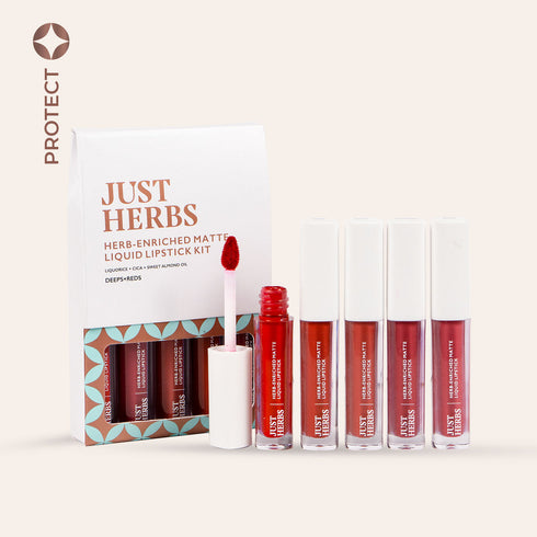 Just Herbs Herb Enriched Matte Liquid Lipstick Kit- Full-Size- Set of 5- 10ml each