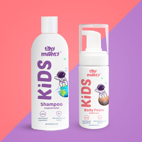Tiny Mighty Kids Bathing Pack 2 (Body Foam + Hair Shampoo)