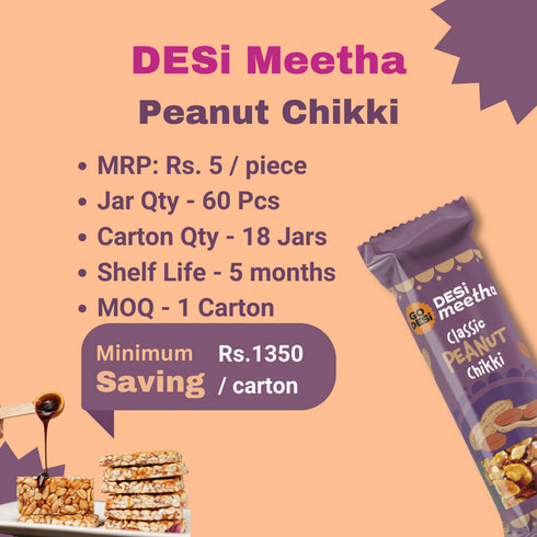 Go Desi Classic Peanut Chikki Carton | 18 Jars | Carton