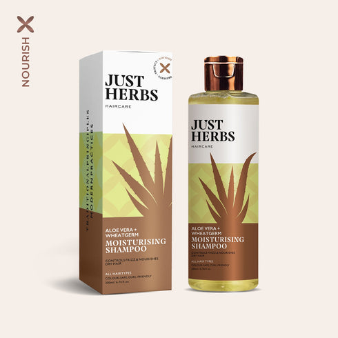 Just Herbs Aloe Vera and Wheatgerm Moisturising Shampoo For Men & Women 200ml