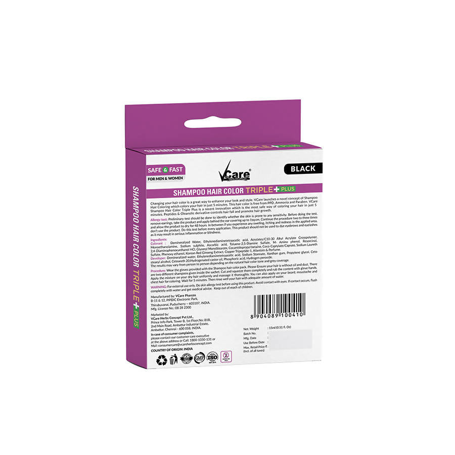 VCare Shampoo Hair Color Triple Plus Black Color PUSHMYCART