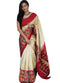 Cream With Maroon Color Ikkat Silk Saree
